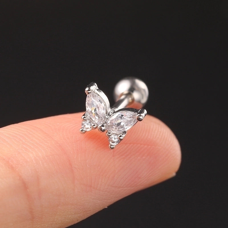 1 Piece Minimalist Classic Style Geometric Butterfly Inlay Copper Zircon Ear Studs