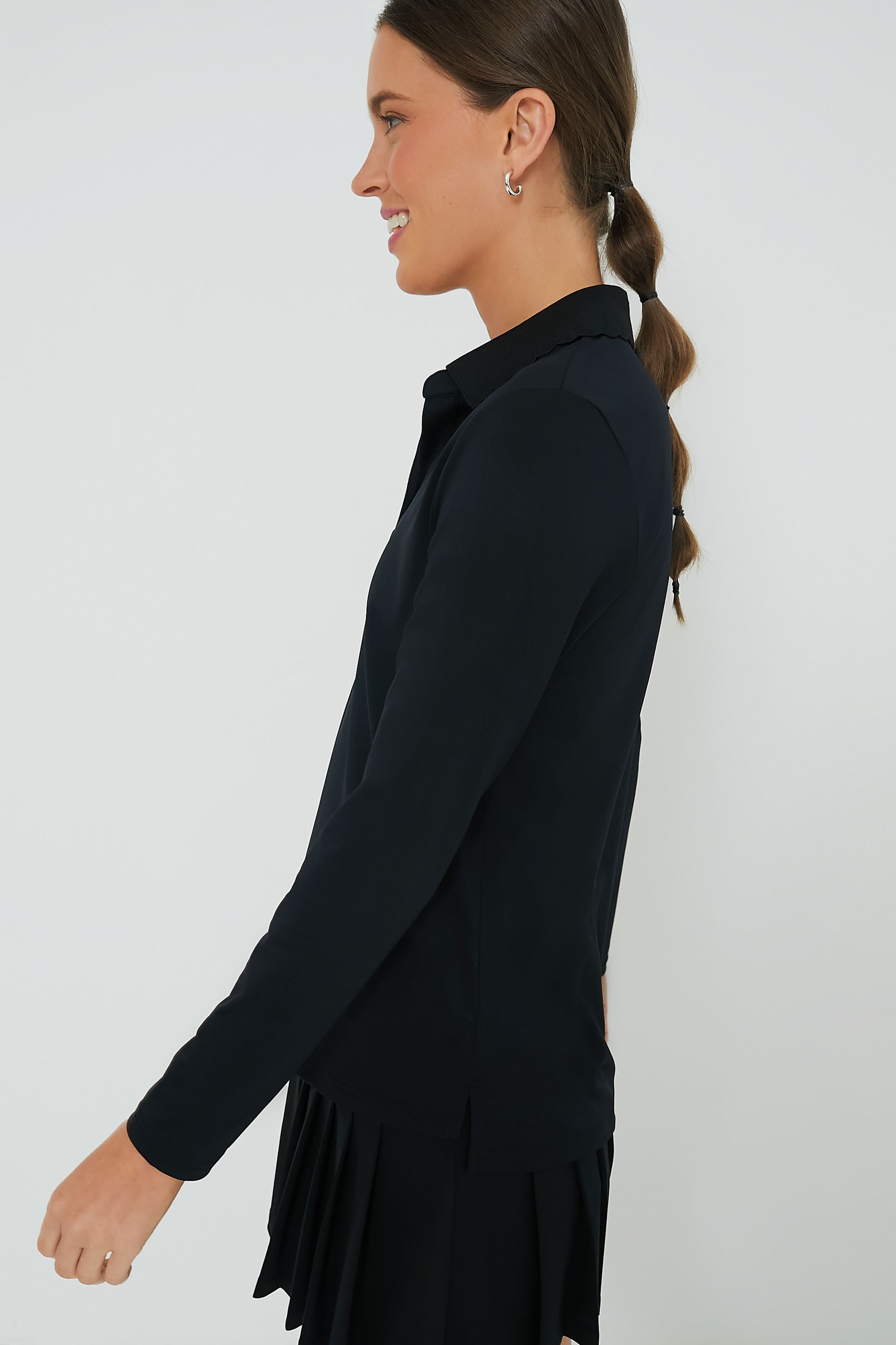 Black Long Sleeve Caroline Polo