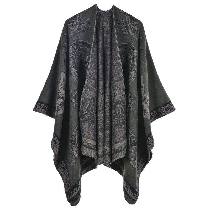 Women's Scarf Shawl Creative New Fashion Cashmere Jacquard Split Thickened Large Cloak Air Conditioning Warm Shawl