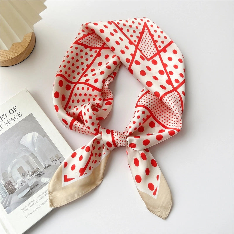 Women's Cartoon Style Cute Minimalist Printing Polyester Printing Silk Scarf