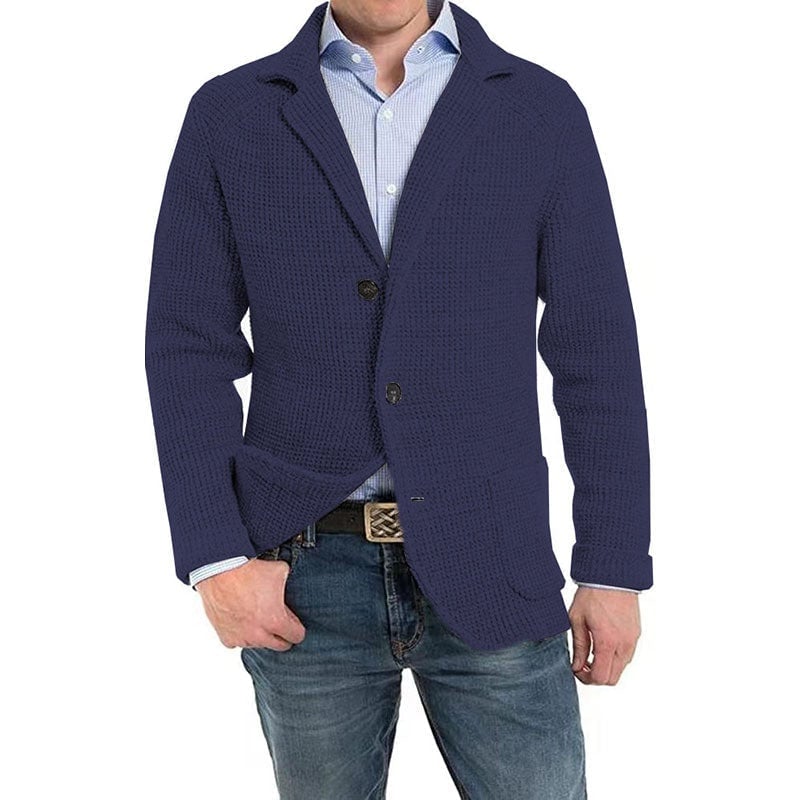 🔥Hot Sale🍂Men's Solid Lapel Knitted Long Sleeve Jacket