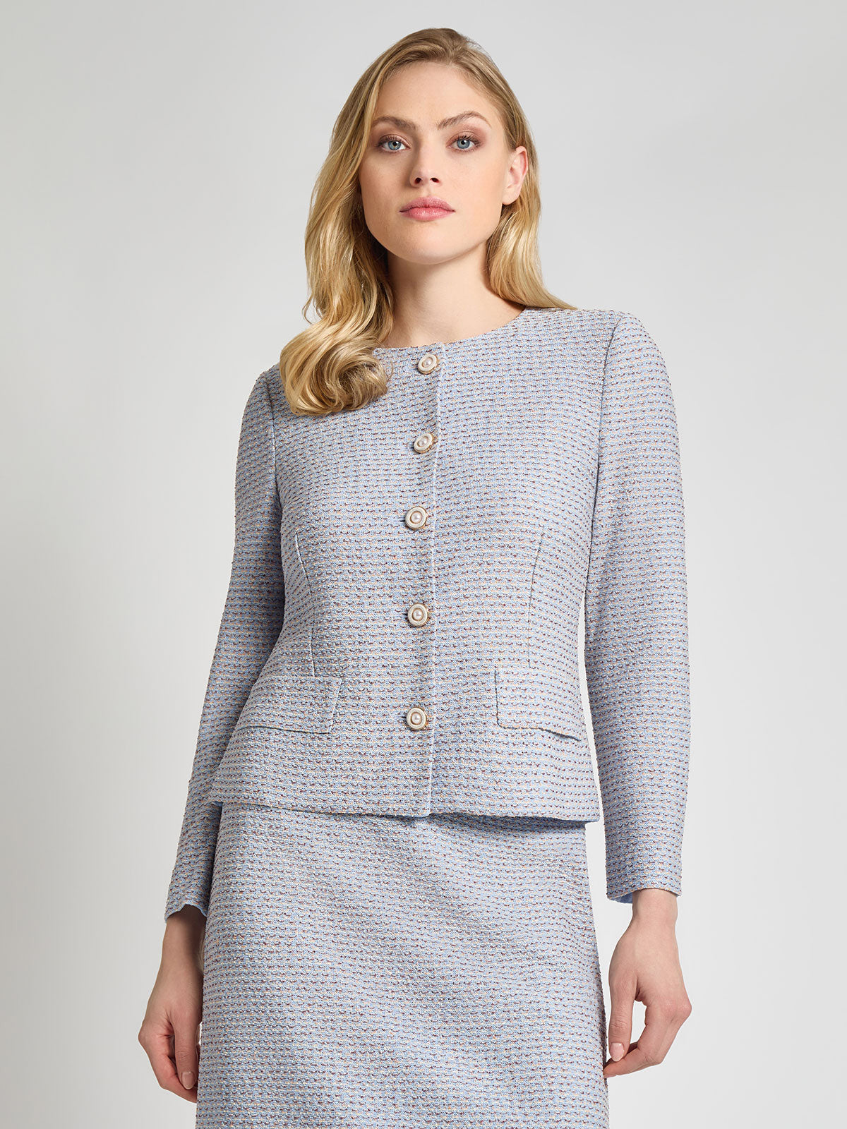 Tailored Tri-Color Tweed Knit Jacket - Vanity Fit