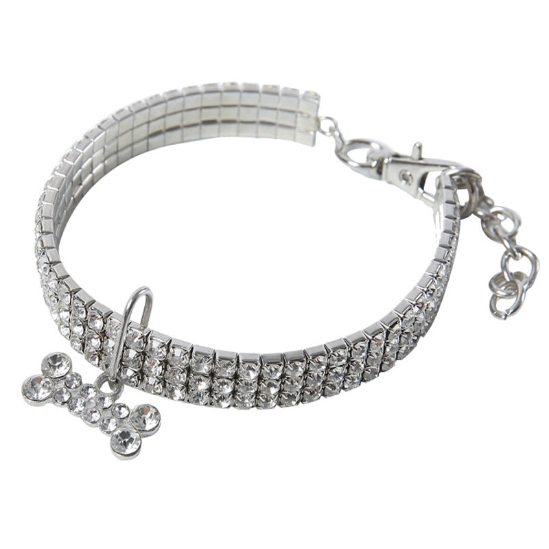 Rhinestone Solid Color Unforgettable Diamond Pet Collar 1 Piece