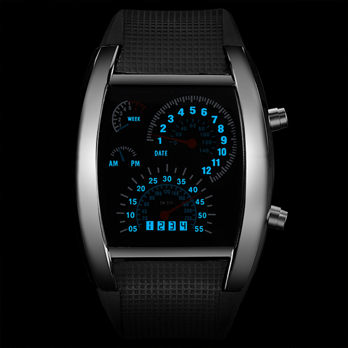 1pc Foreign Trade Cross-border Led Electronic Explosive Aviation Watch Men's Square Sports Dashboard Creative Watch