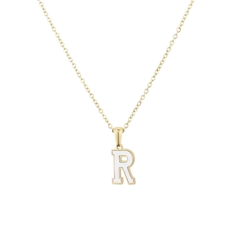 304 Stainless Steel Titanium Steel 18K Gold Plated Minimalist Plating Inlaid Shell Letter Shell