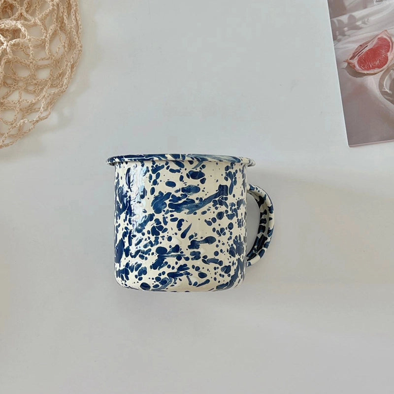 Enamel Splash-ink Bowl Cup Cereal Fruit Salad Bowl Internet Celebrity Enamel Bowl Splash-ink Bowl Tableware Set