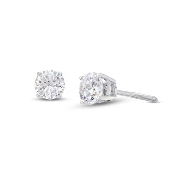 Round-Cut Lab-Grown Diamond Solitaire Stud Earrings 2 ct tw 14K White Gold (F/SI2)
