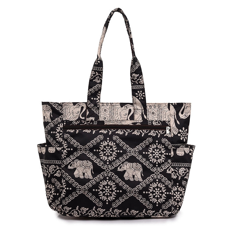 Women's Large Canvas Oxford Cloth Printing Vintage Style Classic Style Square Zipper Shoulder Bag