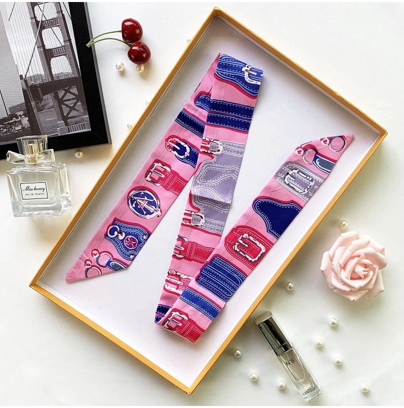 Women's Minimalist Flower Satin Printing Silk Scarf