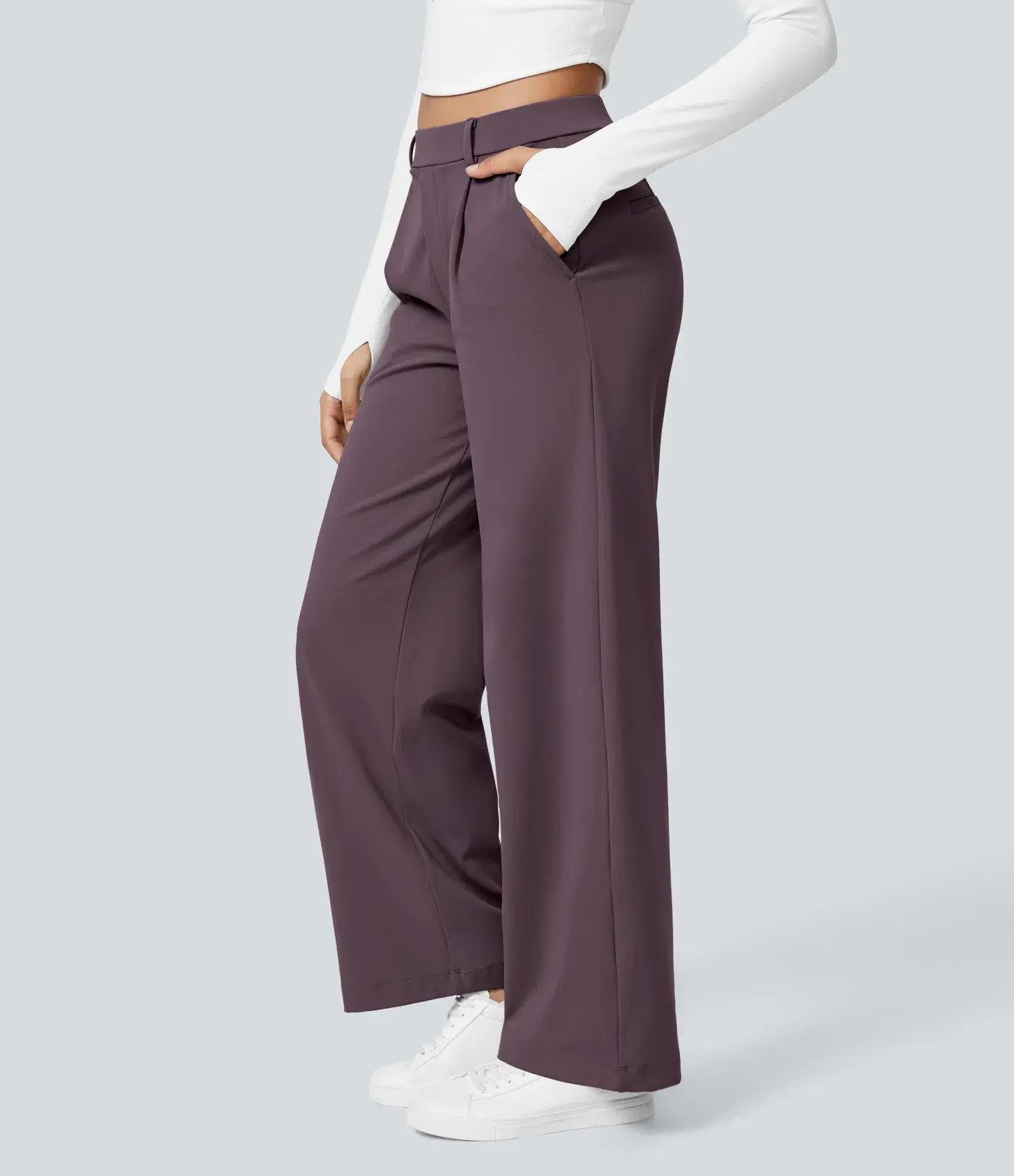 🔥Hot Sale🔥High-waisted Straight Leg Work Pants with Pockets