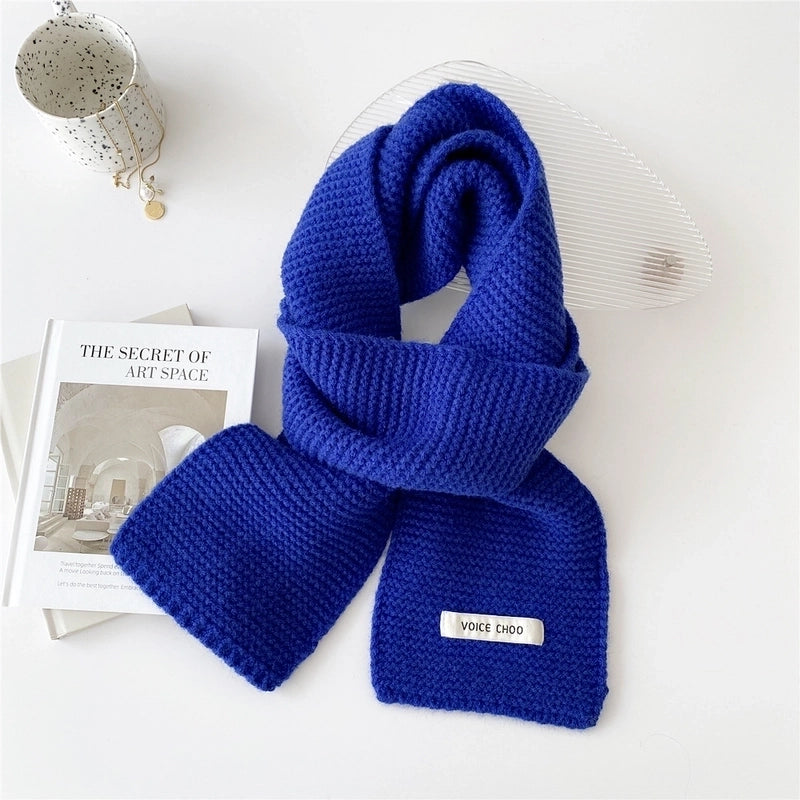 New Solid Color Scarf Women's Winter Warm  Knitted Long Thickened  Student Wool Scarf