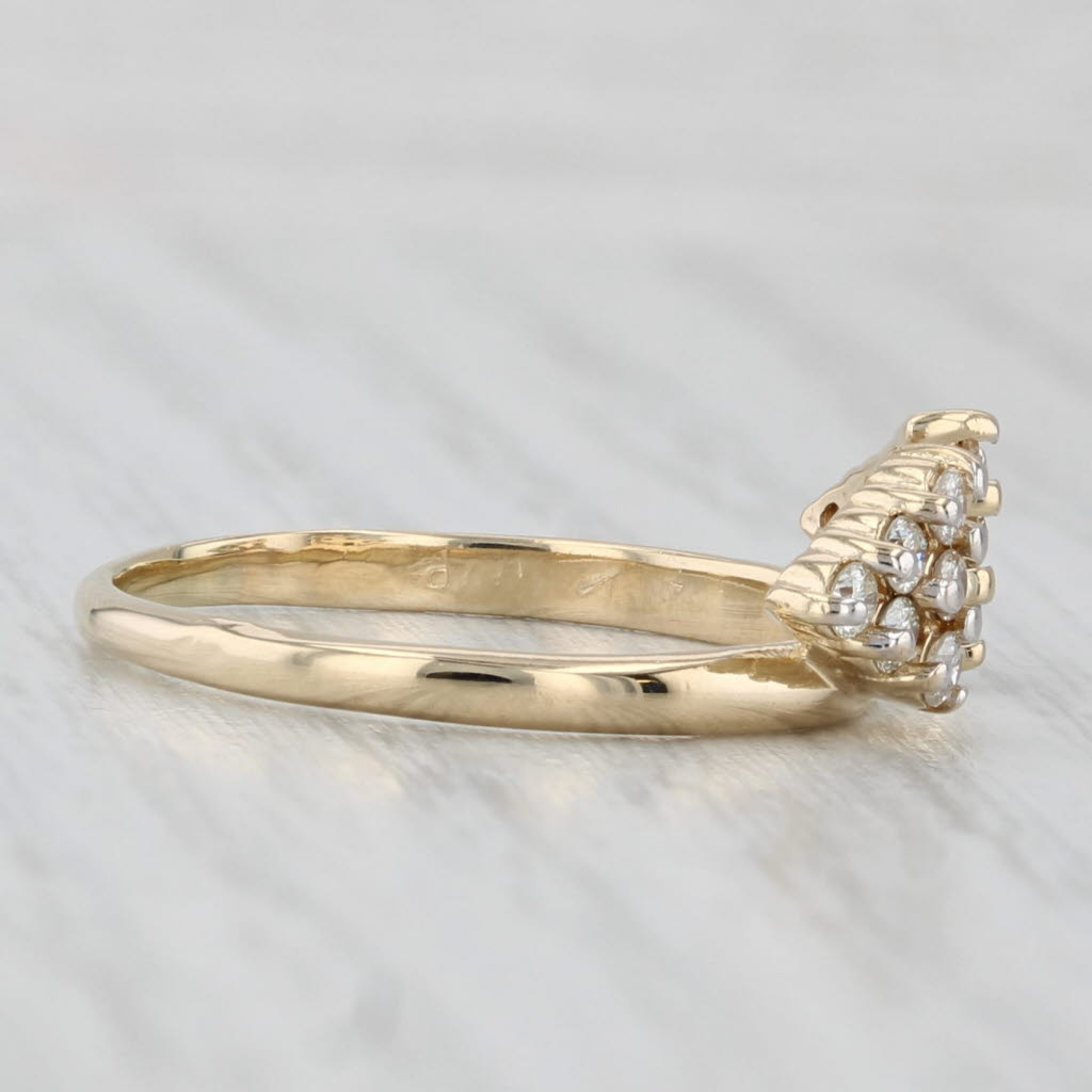 0.24ctw Diamond Clusters Ring Guard Jacket 14k Yellow Gold Size 7 Bridal Wedding