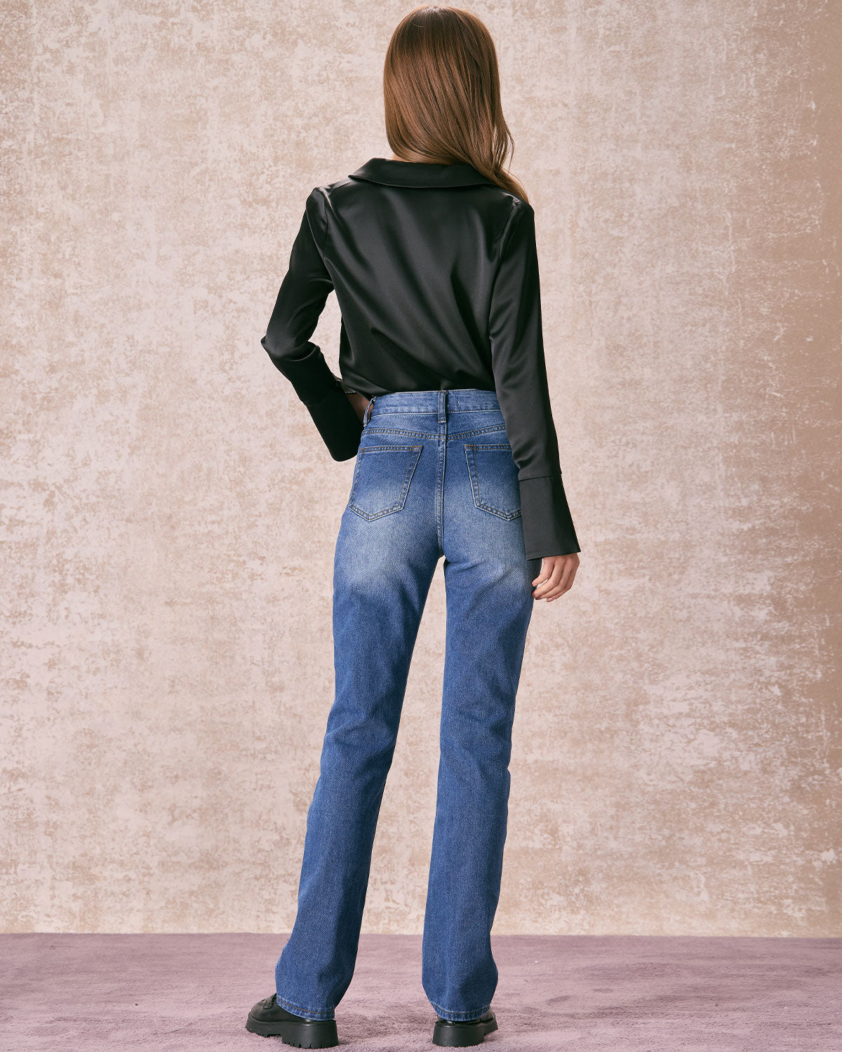 The Blue High Waisted Straight Leg Jeans