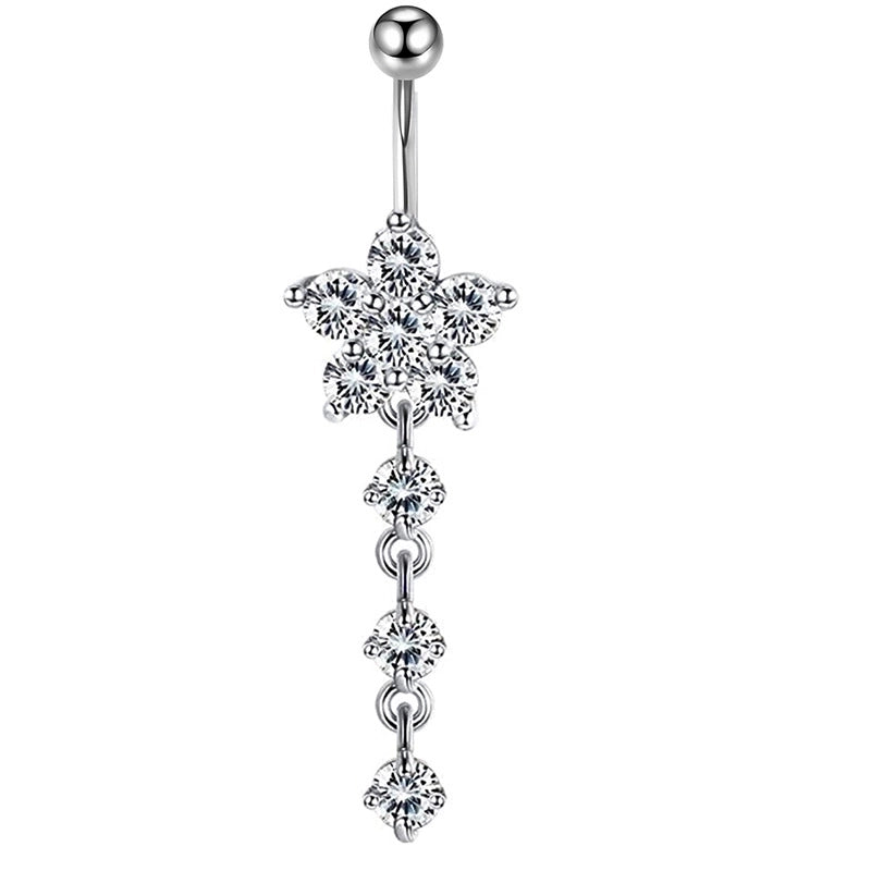 Minimalist Heart Shape Bow Knot Stainless Steel Plating Zircon Belly Ring 1 Piece