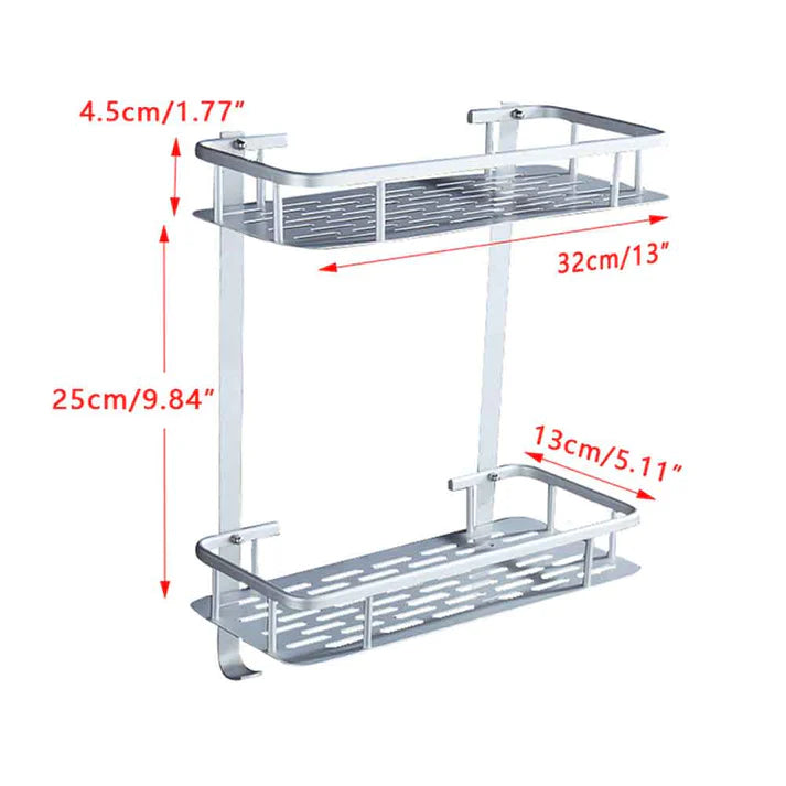 Aluminium 2 Layer Bathroom Shelf