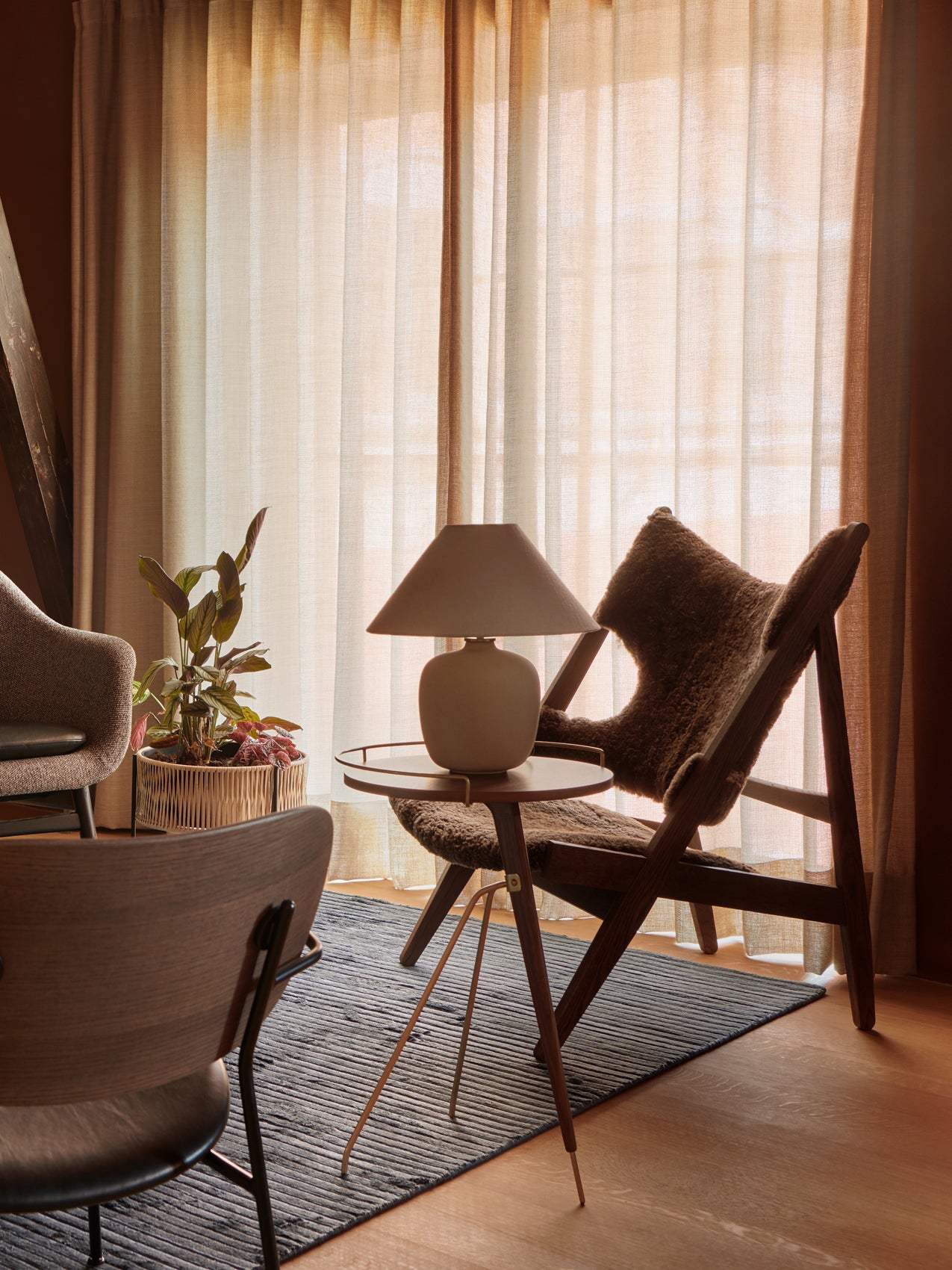Knitting Chair. Sheepskin
