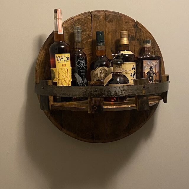 Bourbon whiskey barrel shelf