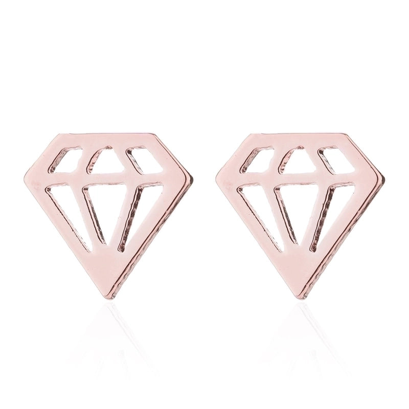 Minimalist Letter Cat Elephant Stainless Steel Plating Hollow Out Ear Studs 1 Pair