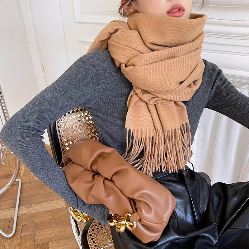 Women's Basic Minimalist Classic Style Solid Color Viscose Fiber Scarf