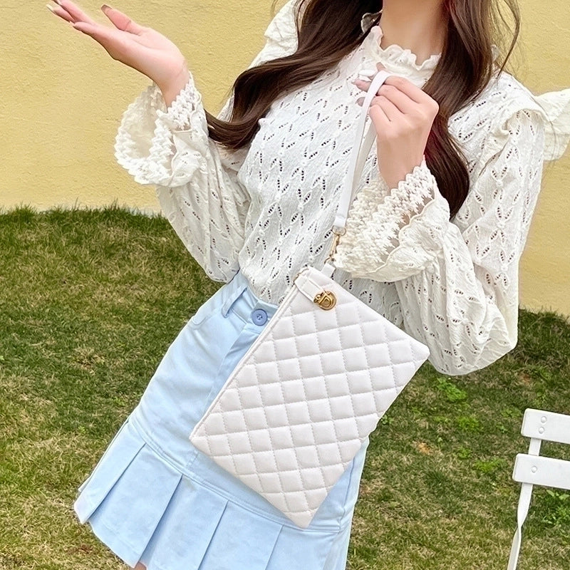 Women's Pu Leather Solid Color Streetwear Square Zipper Buckle Clutch Bag