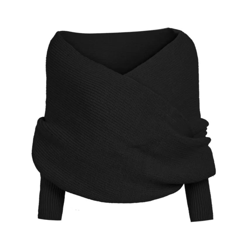 Style Fashionable Irregular Shawl Sweater New Autumn And Winter Knitted Fashionable Oversleeve Wool Sweater For Women