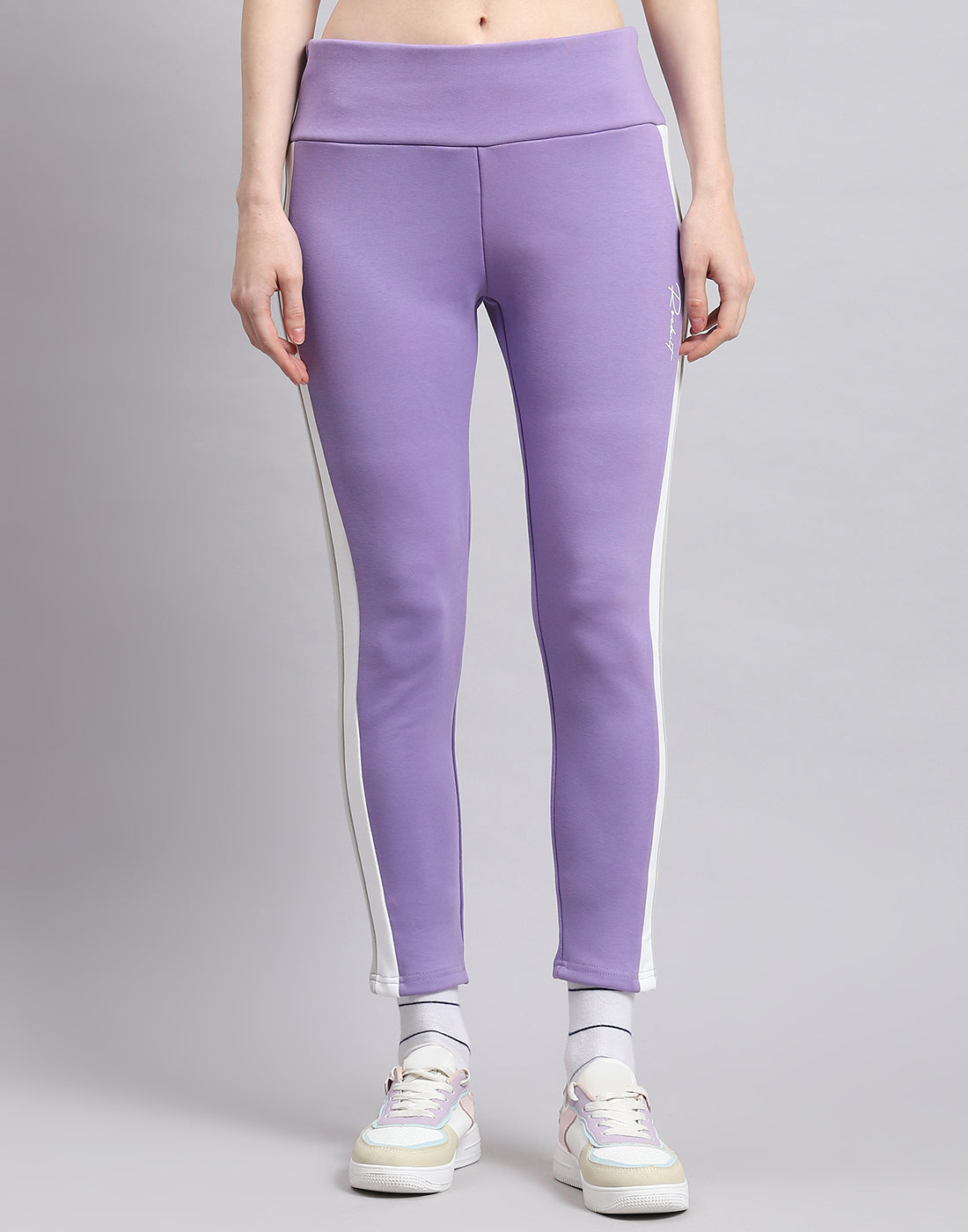 Women Purple Solid Regular Fit Legging