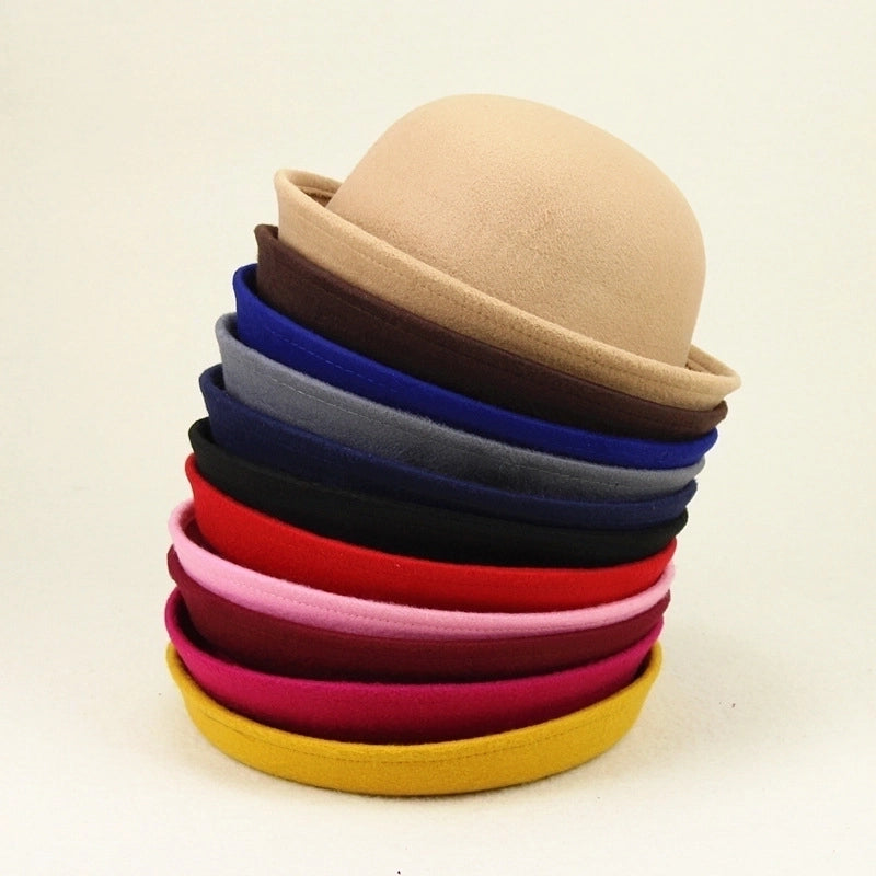 Unisex Minimalist Solid Color Eaveless Fedora Hat