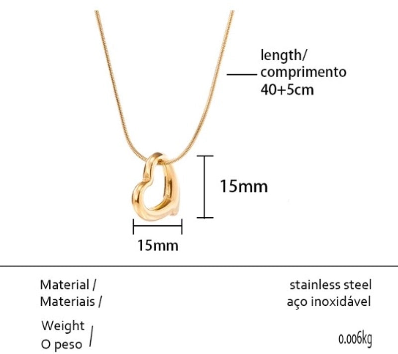 Minimalist Heart Shape Titanium Steel Pendant Necklace