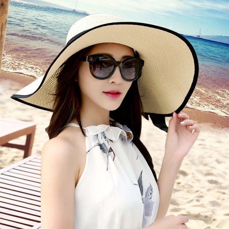 Women's Basic Vacation Pastoral Solid Color Bowknot Big Eaves Sun Hat