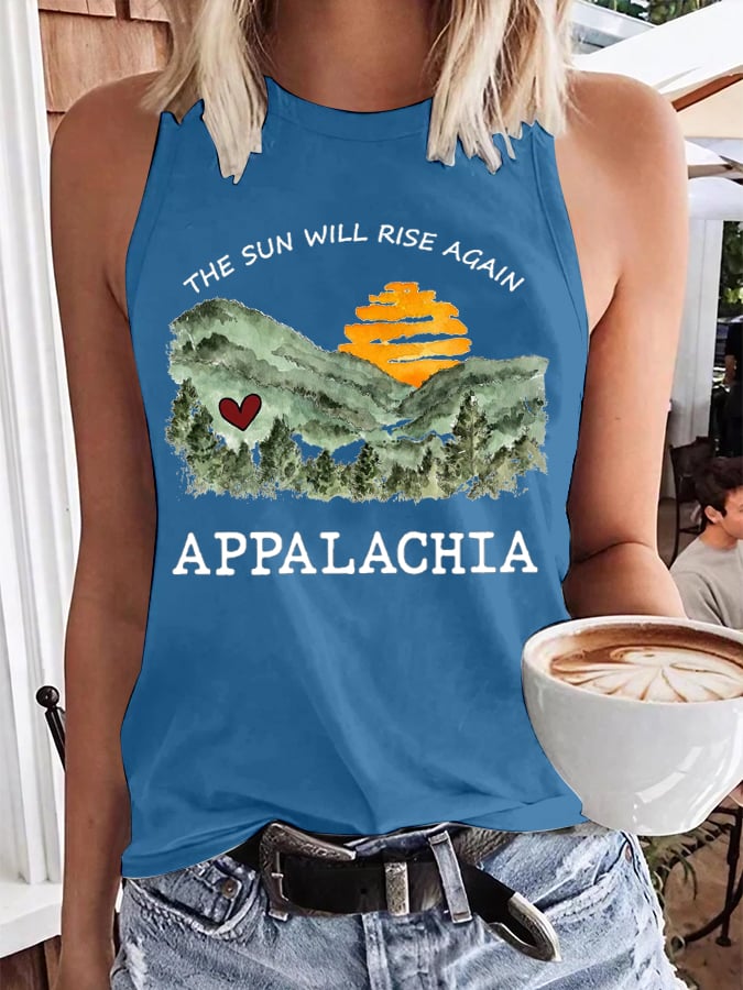 Women's Appalachia Strong. The Sun Will Rise Again Printed Tank Top