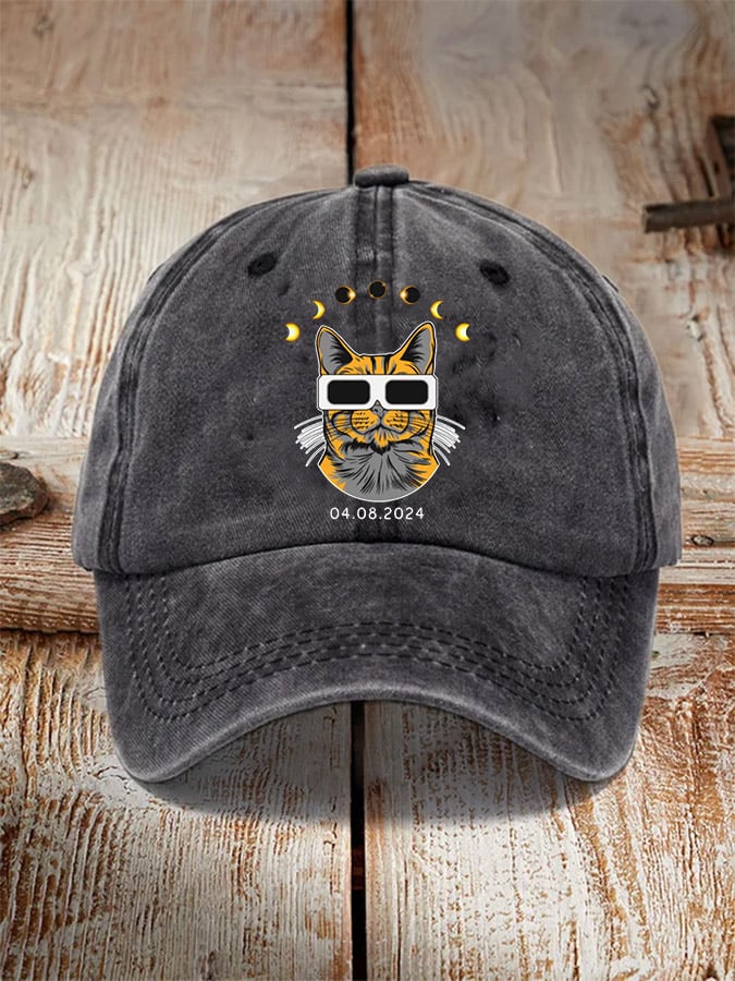 Solar Eclipse2024 Cat Print Baseball Cap