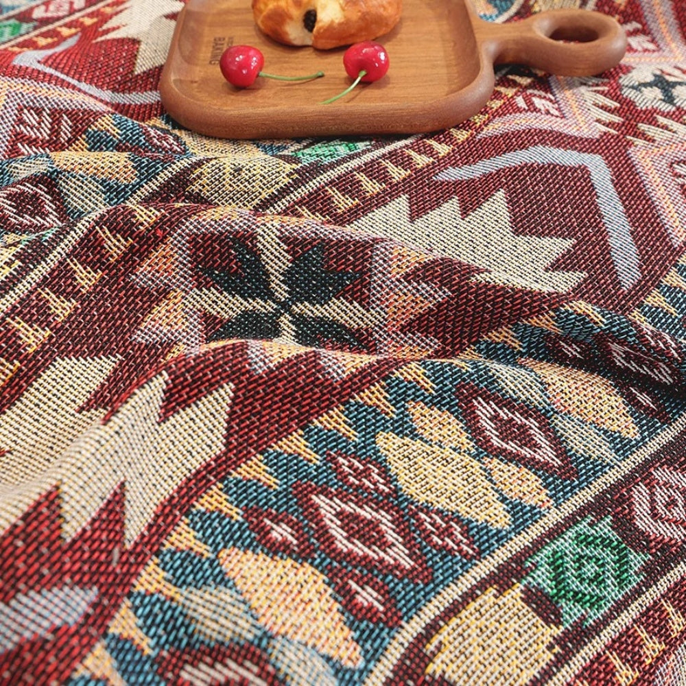 Zarela Boho Sofa Cover Chenille Tassel Throw