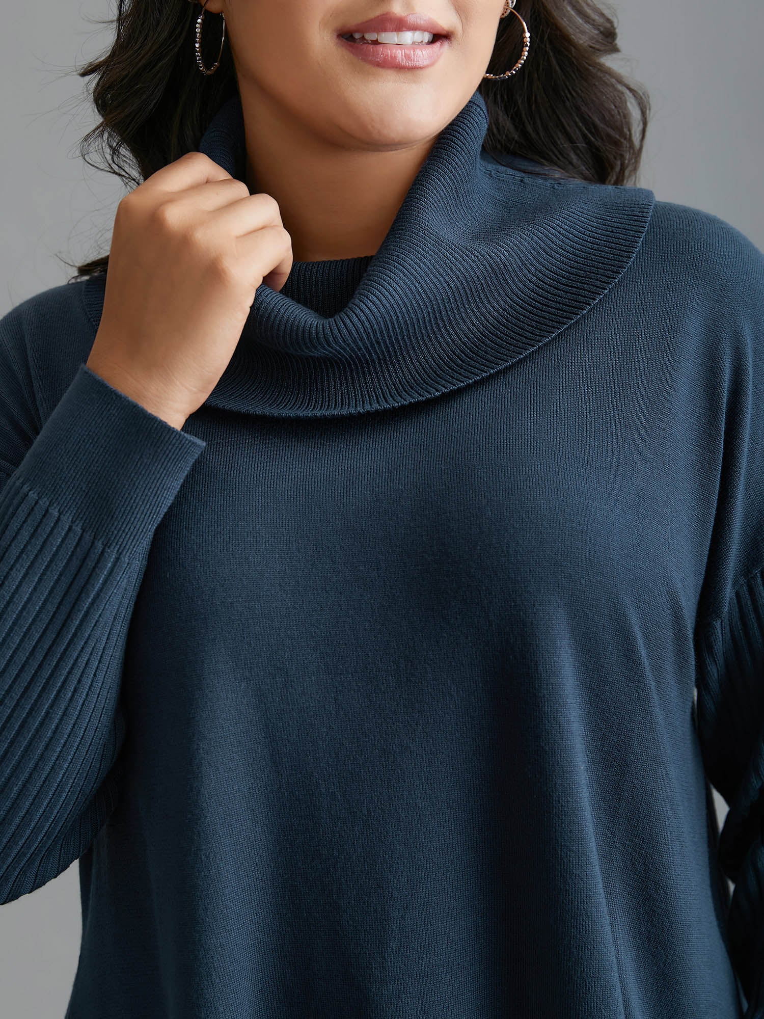 Supersoft Essentials Textured Drop Shoulder Turtleneck Pullover