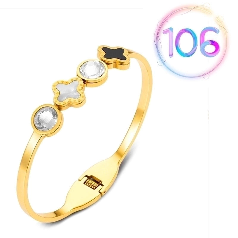 2 Pieces Fashion Geometric Stainless Steel Plating Zircon Bangle