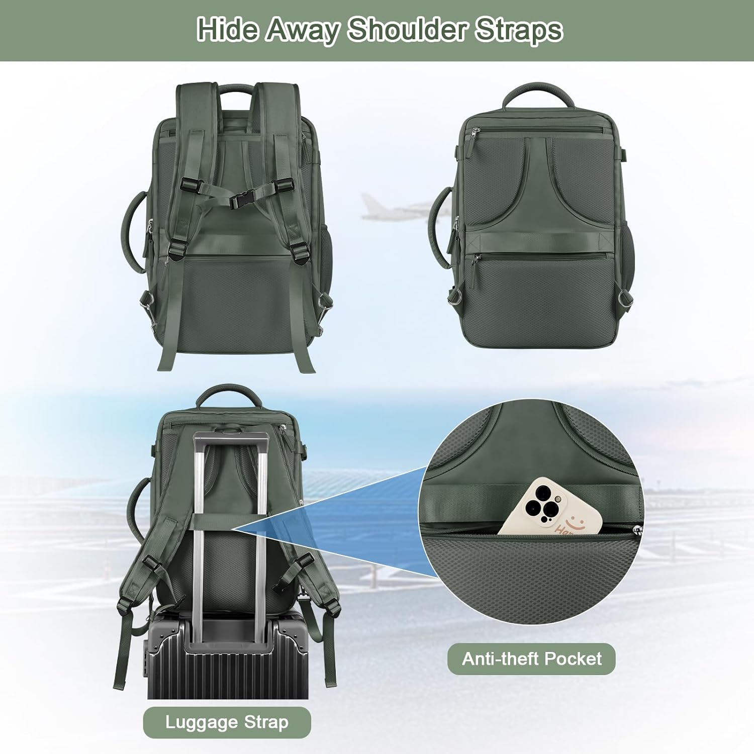 Large Travel Backpack for Women Men, Expandable 40L Carry On Backpack, 17 Inch Laptop Backpack College Bookbag, Waterproof Travel bag as Person Item Flight Approved