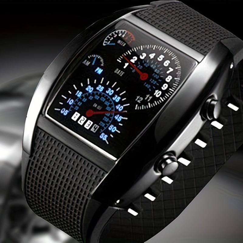 1pc Foreign Trade Cross-border Led Electronic Explosive Aviation Watch Men's Square Sports Dashboard Creative Watch