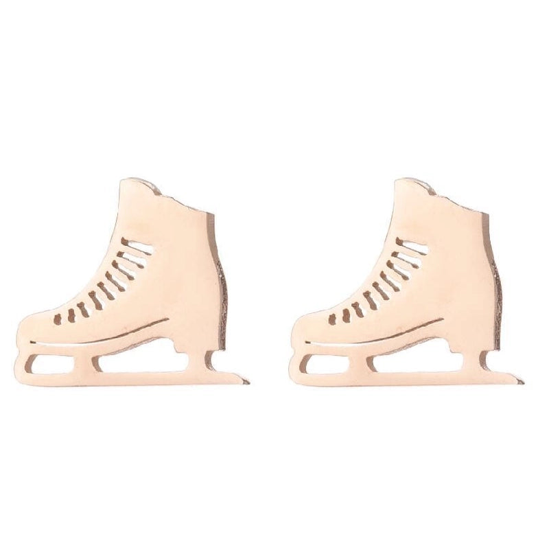 Minimalist Letter Skates Ball Stainless Steel Plating Hollow Out Ear Studs 1 Pair