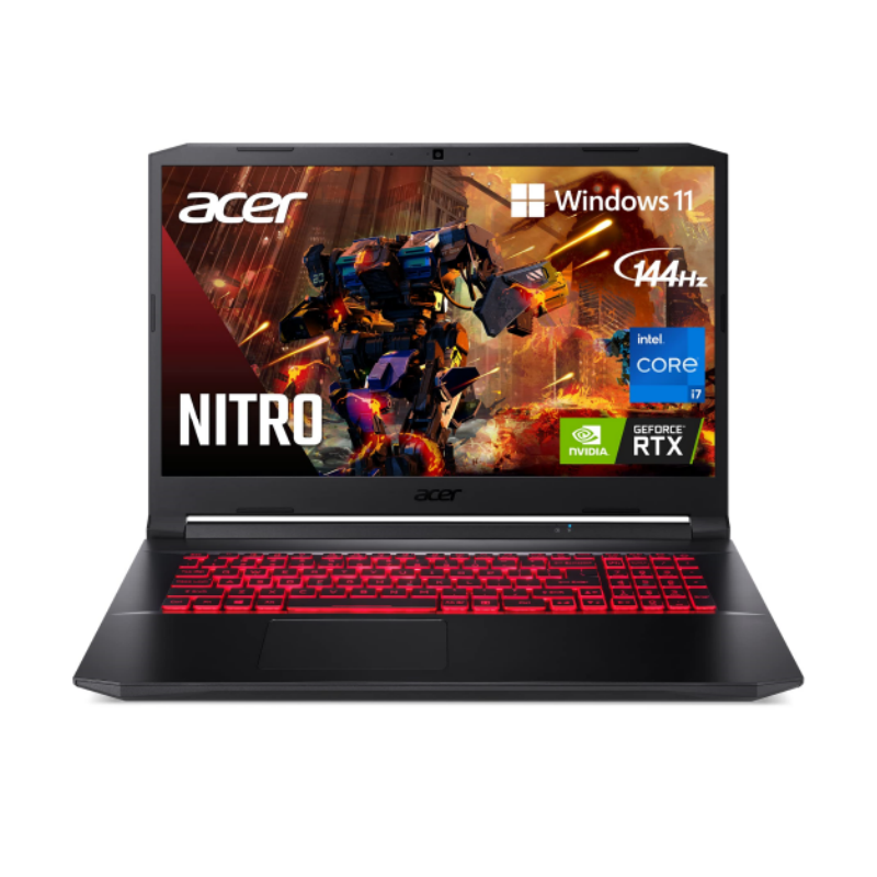 Acer Nitro 5 AN517-54-79L1 portátil para videojuegos con Intel Core i7-11800H, unidad de procesamiento de gráficos NVIDIA GeForce RTX 3050Ti, pantalla IPS FHD de 17.3 pulgadas con frecuencia de actualización de 144 Hz, 16 GB DDR4, unidad de estado sólido