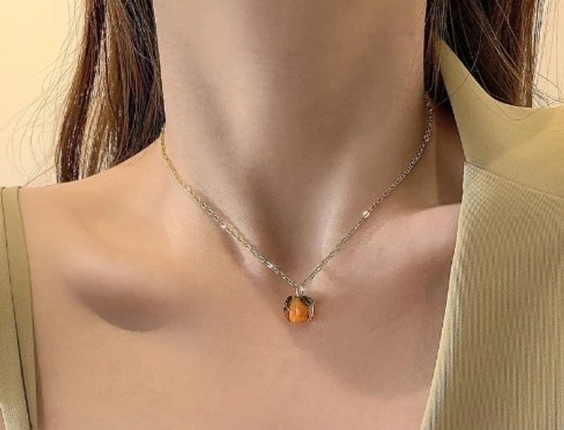 Lady Sweet Heart Shape Flower Fish Tail Imitation Pearl Alloy Inlay Rhinestones Women's Necklace
