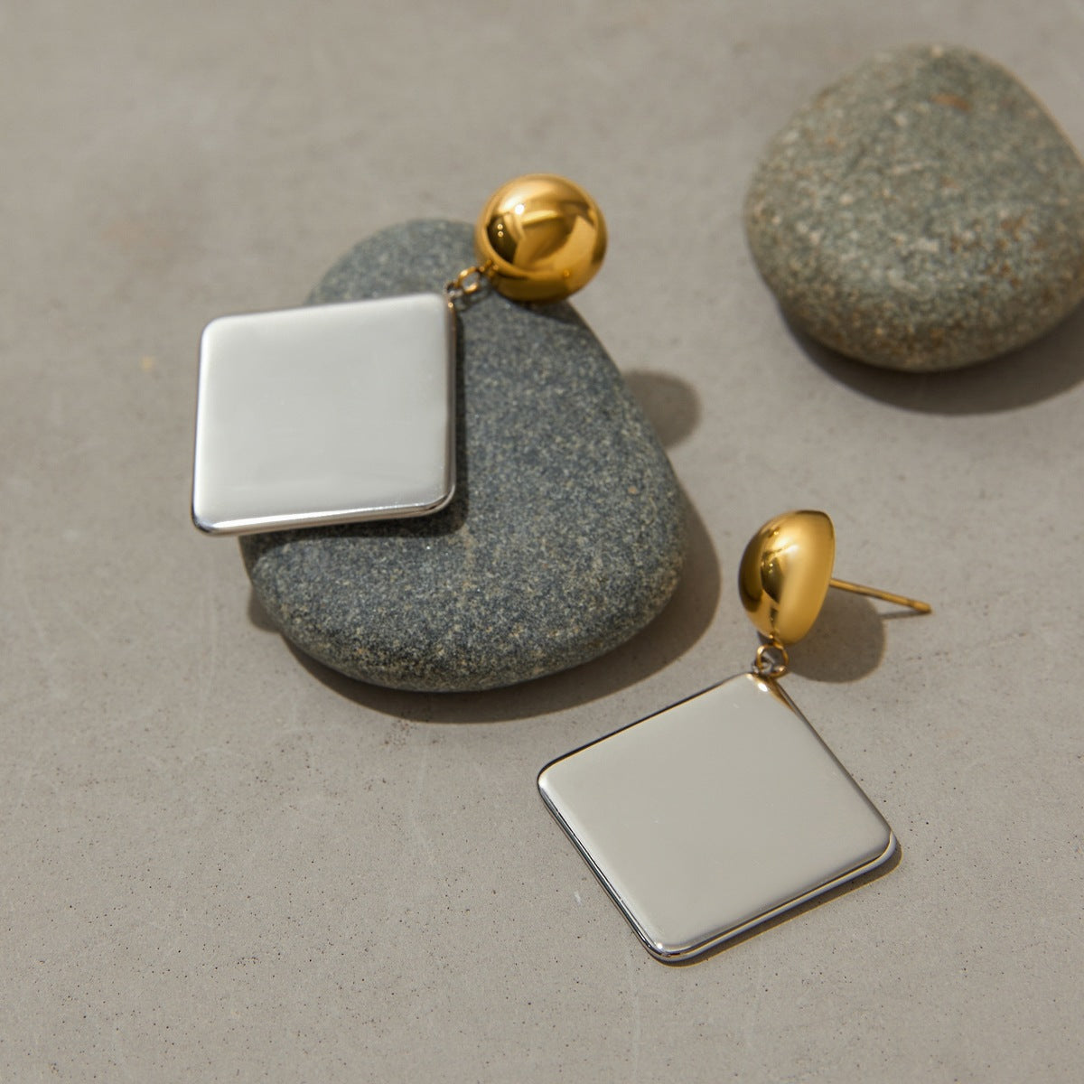 Color Matching Geometric Retro Earrings Earrings Stainless Steel Earrings Titanium Steel