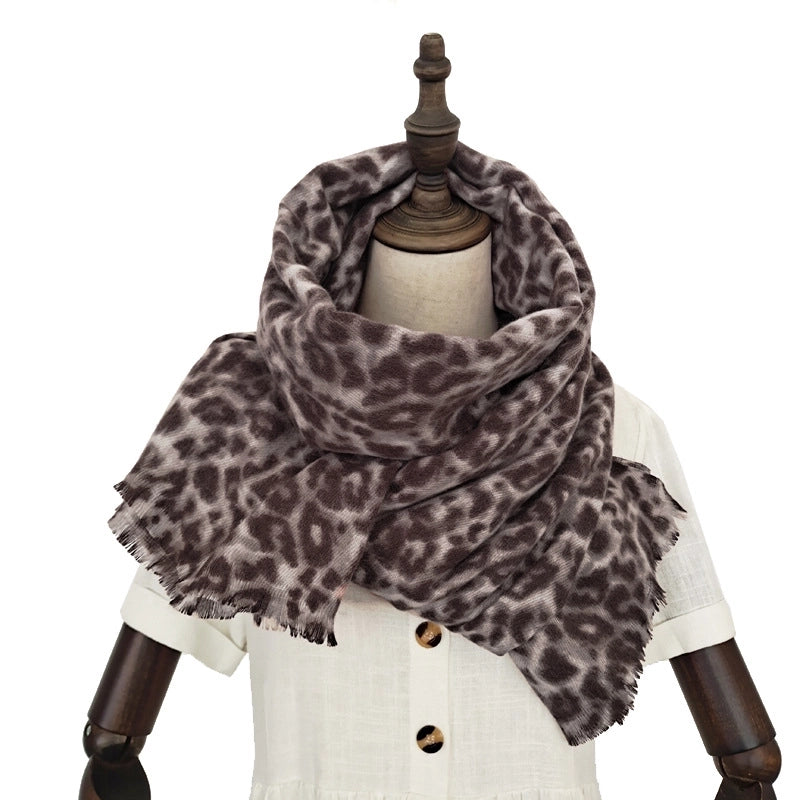 New Autumn And Winter Fashion Cashmere Scarf Women's Classic Leopard Long Thickened Warm Shawl