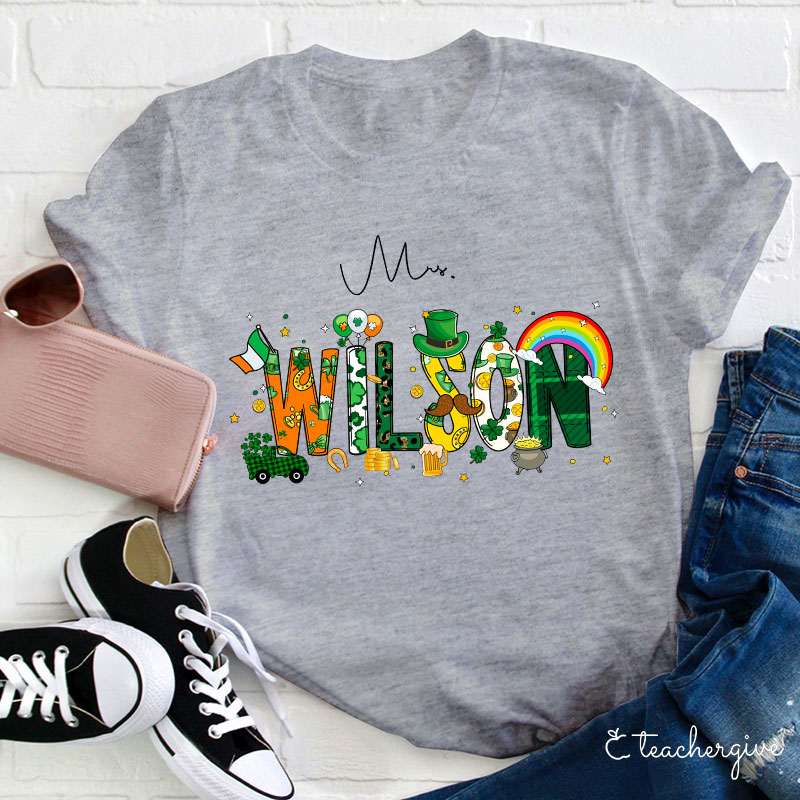 Personalized Name St Patrick's Day Teacher T-Shirt