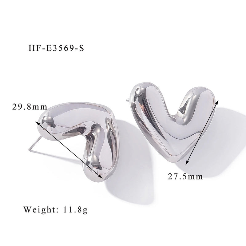 1 Pair Minimalist Classic Style U Shape Heart Shape Plating 316L Stainless Steel  Ear Studs