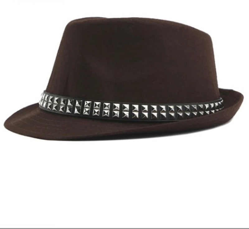 Unisex Retro Solid Color Big Eaves Fedora Hat