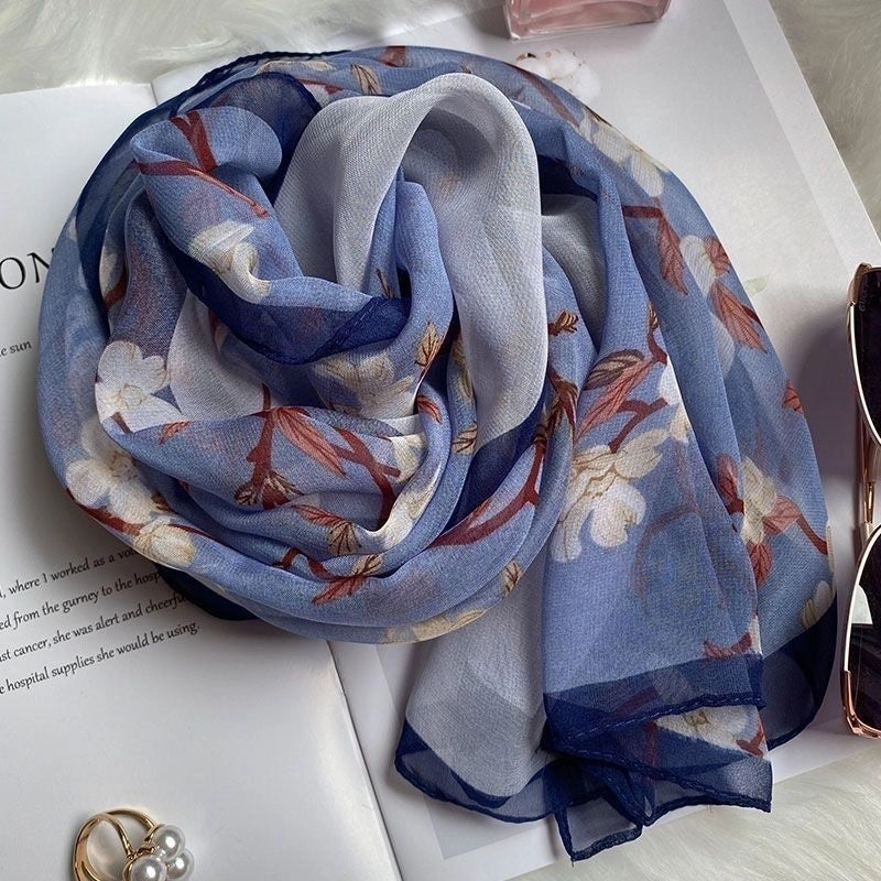 Women's Elegant Minimalist Flower Georgette Silk Scarf