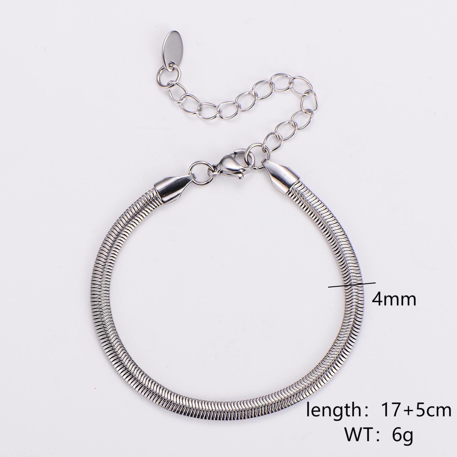 Aml Stainless Steel Snake Bone Chain Bracelet Sweater Trend Niche Simple Cold Flat Snake Chain Hip Hop