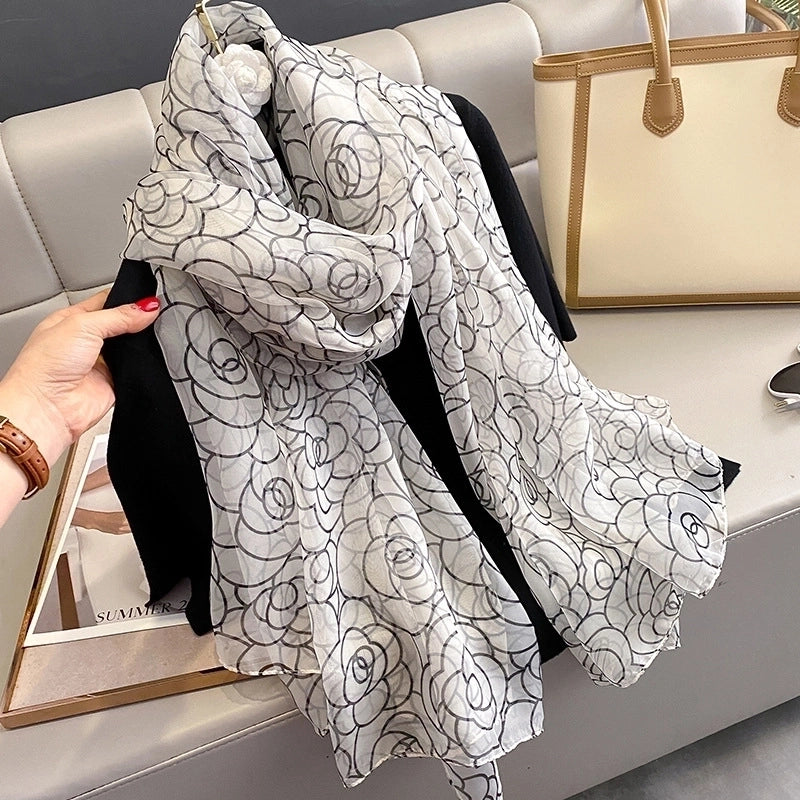 Women's Elegant Geometric Satin Silk Scarf