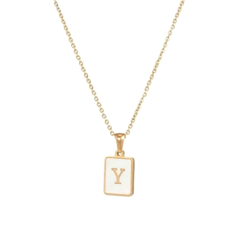 Vintage Style Letter Square 304 Stainless Steel Shell 18K Gold Plated Plating Inlay Pendant Necklace