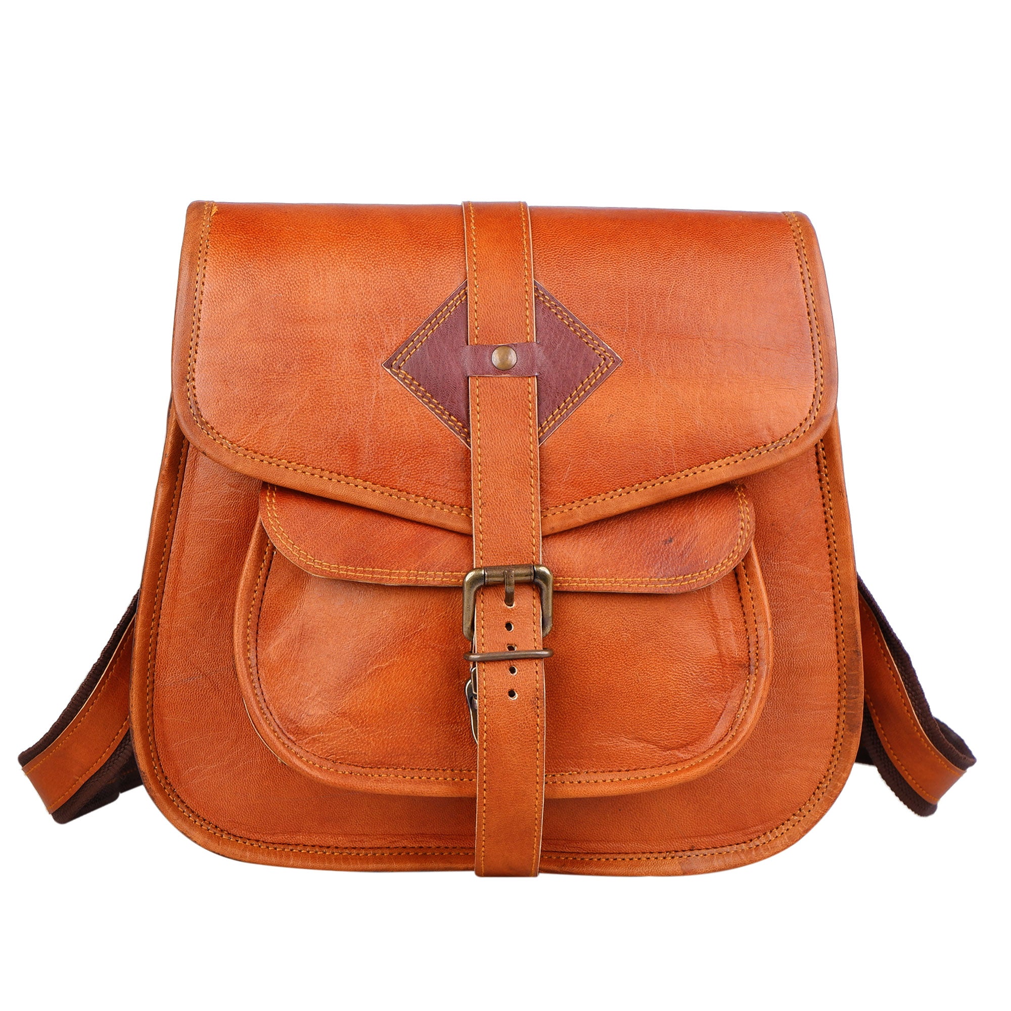 Brown Leather Crossbody Satchel For Women