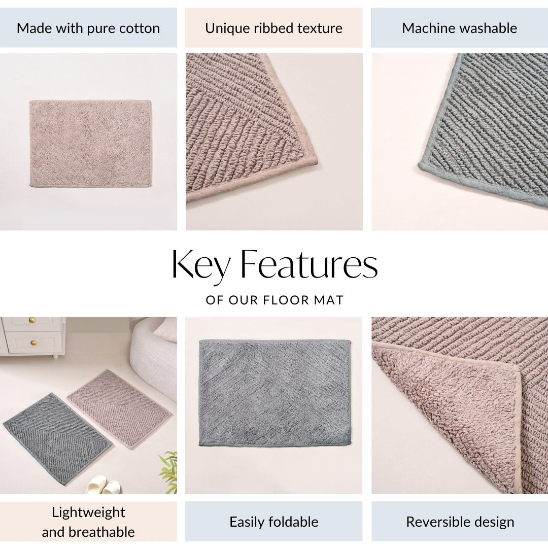 Tufted Cotton Reversible Muted Tones Floor Mat Duo 60x40cm